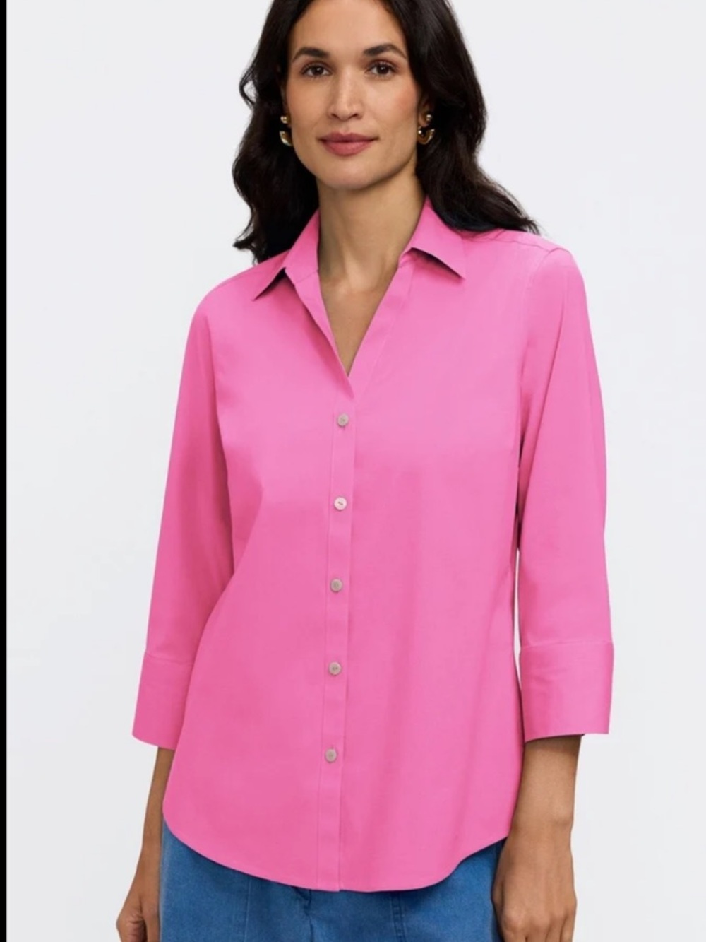 Foxcroft No Iron Button Up Top